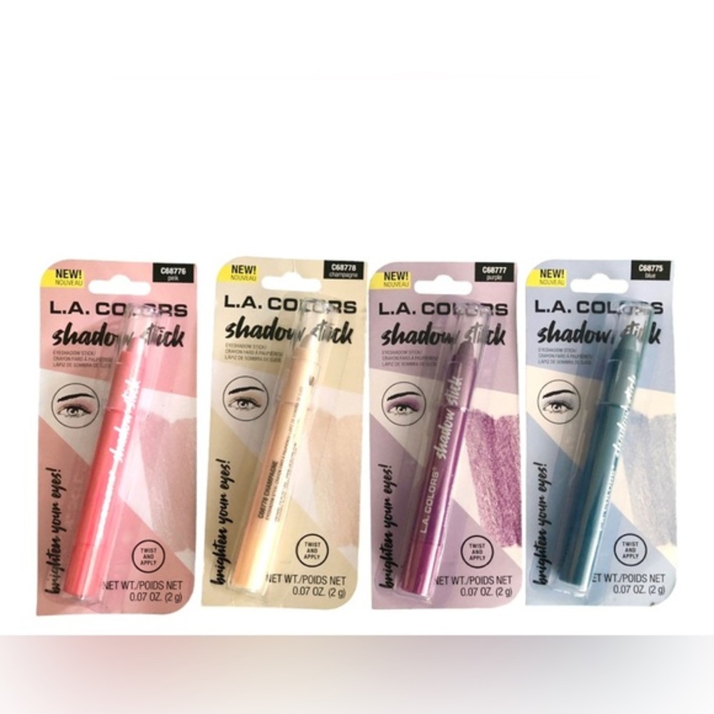 2pack Assorted creamy metallic eye Shadow stick in blue champagne pink purple